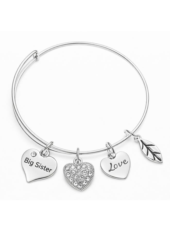 Infinity Collection Big Sister Bangle Bracelet for Women- Sister Jewelry- Big Sister Charm Bangle Bracelet, Big Sister Gifts for Women - Image 1