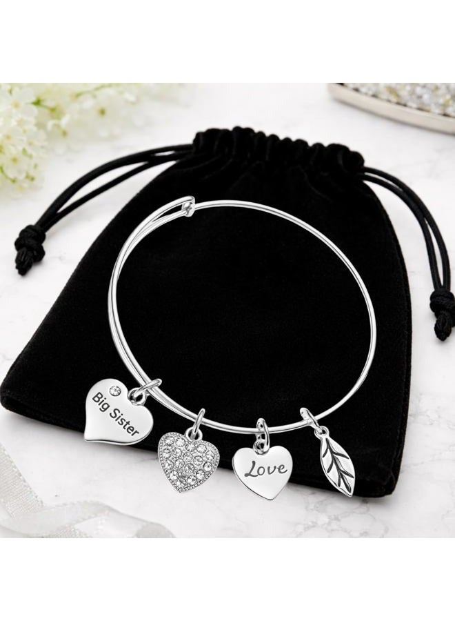 Infinity Collection Big Sister Bangle Bracelet for Women- Sister Jewelry- Big Sister Charm Bangle Bracelet, Big Sister Gifts for Women - Image 2