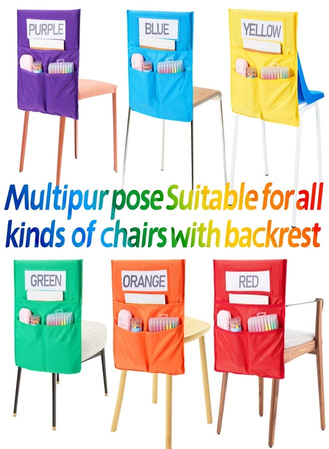 moopok 1/18 Pack Chair Pockets for Classrooms K-2 Chairback Buddy Pocket Chart with 3 Pockets and 1 Student Name Tag, Chair Bags Classroom Student Chair Pockets Organizer - Image 3