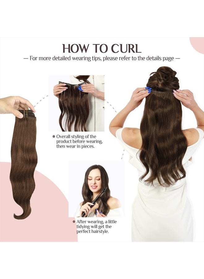 MAXITA Hair Extensions Clip in Human Hair, 14 Inch 75g 5pcs MAXITA Chocolate Brown Clip in Hair Extensions, Real Human Hair Extensions Clip in Straight Natural Hair Extensions - Image 4