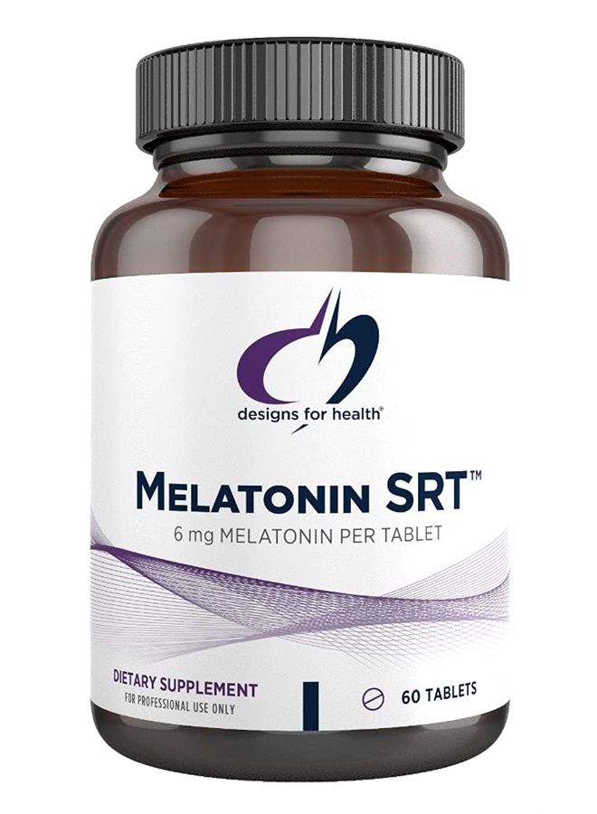 designs for health Designs for Health Time Release Melatonin SRT - Melatonin Supplement for Sleep Support - Sleep Supplement for Adults, 6mg Per Tablet - Vegan + Non-GMO (60 Tablets)  - Image 1