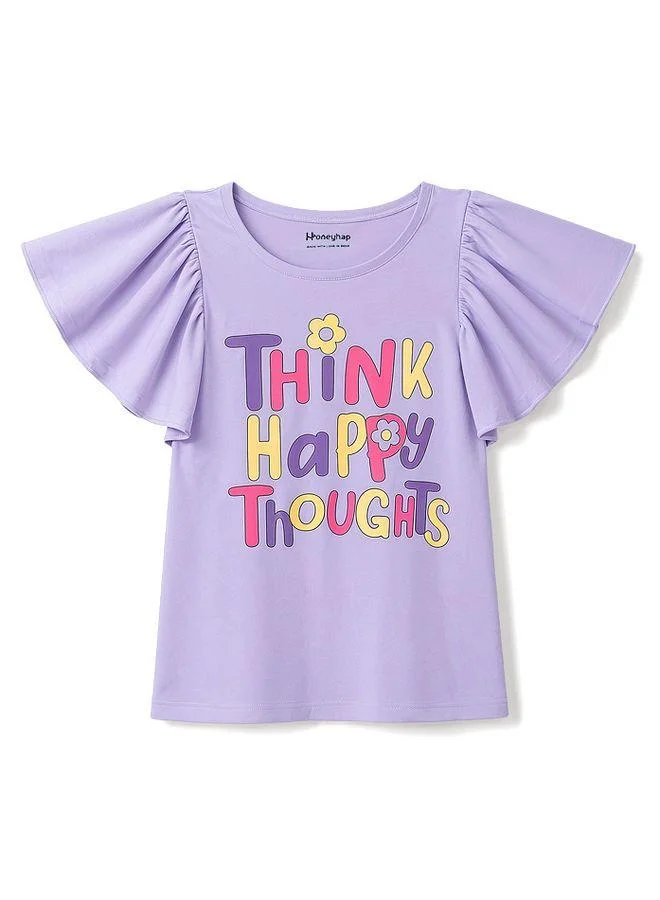 Honeyhap Honeyhap Premium Cotton Knit Floral & Text Printed Tops with Bio Finish (Pack of 2) - Green & Purple