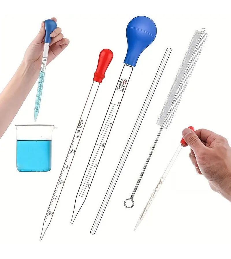 0.1oz Glass Dropper Set with Pipette Brush and Glass Stirring Rod - Image 1