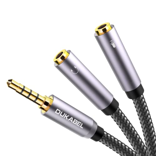 DUKABEL Headsets Splitter Adapter, 3.5mm Jack Separate Headphone & Mic Plug Adapter 3.5mm Combo Audio Adapter Cable for PS4 Gaming Headset PC Xbox One Laptop -<11inch/30CM> - Image 1