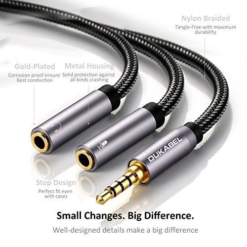 DUKABEL Headsets Splitter Adapter, 3.5mm Jack Separate Headphone & Mic Plug Adapter 3.5mm Combo Audio Adapter Cable for PS4 Gaming Headset PC Xbox One Laptop -<11inch/30CM> - Image 4