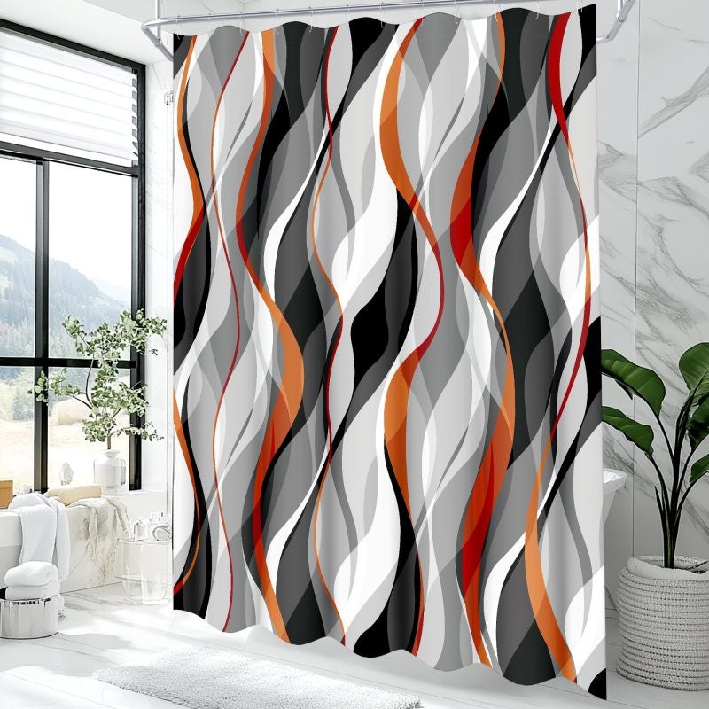 Shower Curtain 180*180cm Waterproof Fabric - Semi-Sheer Privacy Modern Shower Curtain for Home Hotel Bathroom Decor - Image 1
