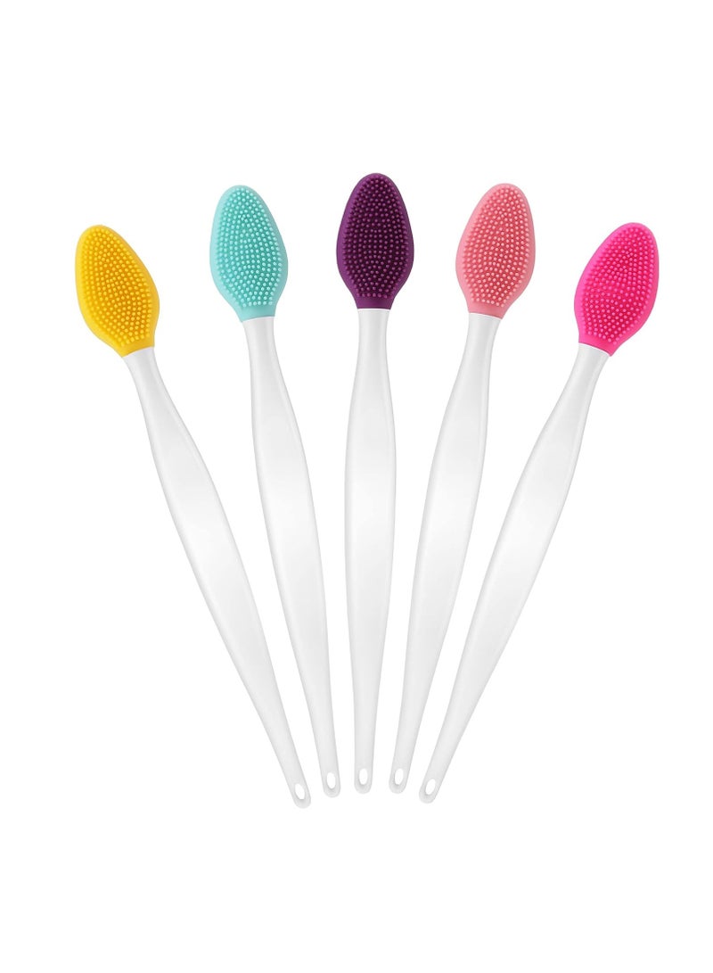 WLLHYF 5 Pcs Lip Scrub Brush Double-Sided Silicone Exfoliating Tool Mini Soft â€‹Lip Brush Cleaner for Men Women lightening dark lips Smoother Fuller Lip Appearance - Image 1