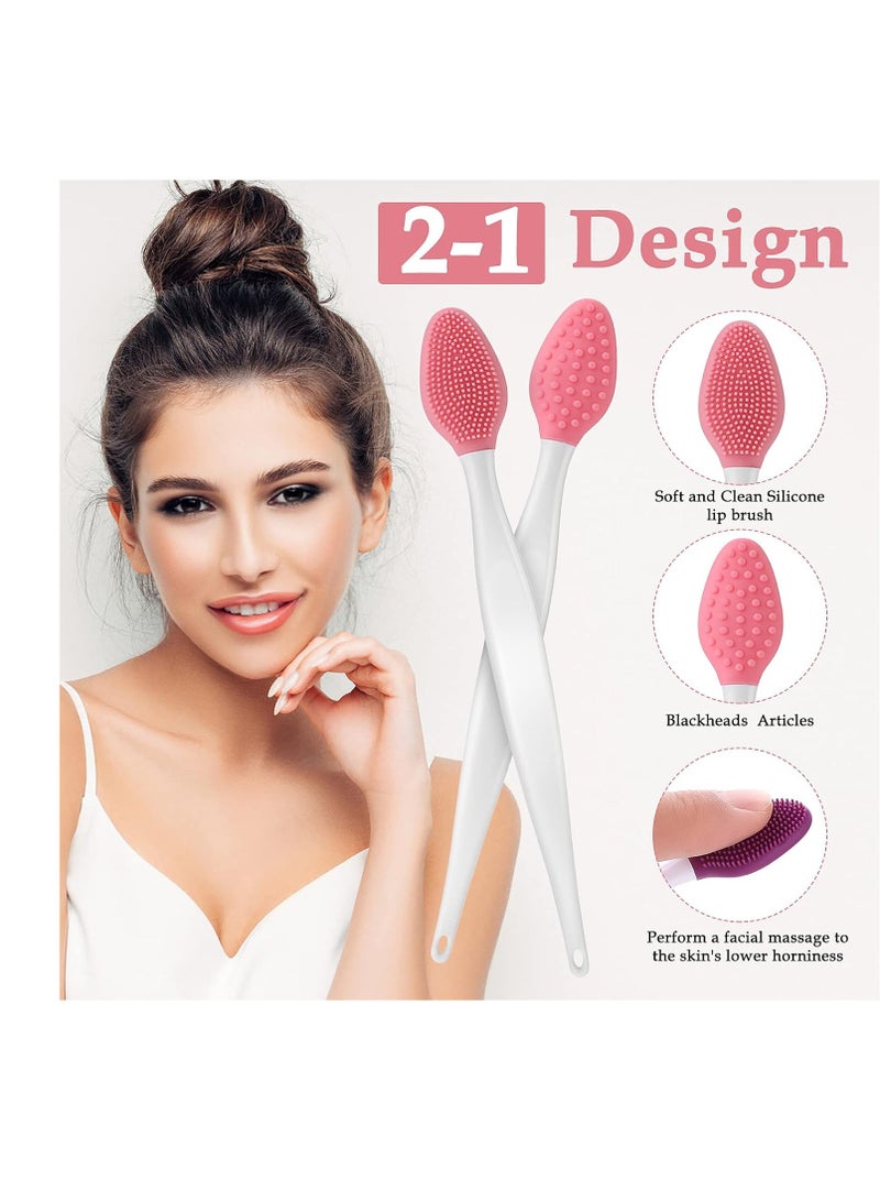WLLHYF 5 Pcs Lip Scrub Brush Double-Sided Silicone Exfoliating Tool Mini Soft â€‹Lip Brush Cleaner for Men Women lightening dark lips Smoother Fuller Lip Appearance - Image 4