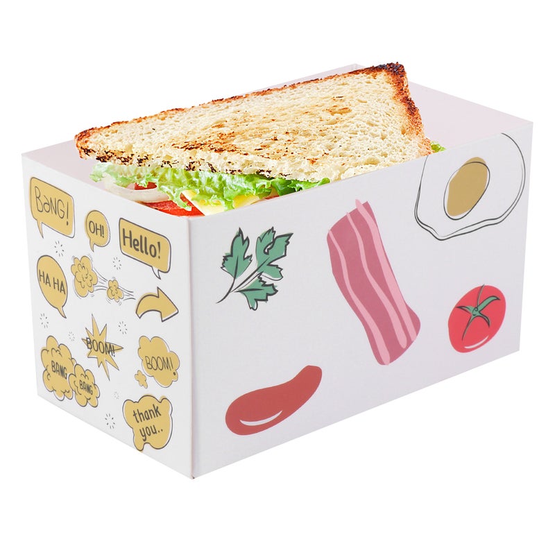 40 PCS Paper Cake Packaging Boxes Sandwich Containers Food Boxes Party Favors for Breakfast Toast (Colorful Pattern) - Image 4