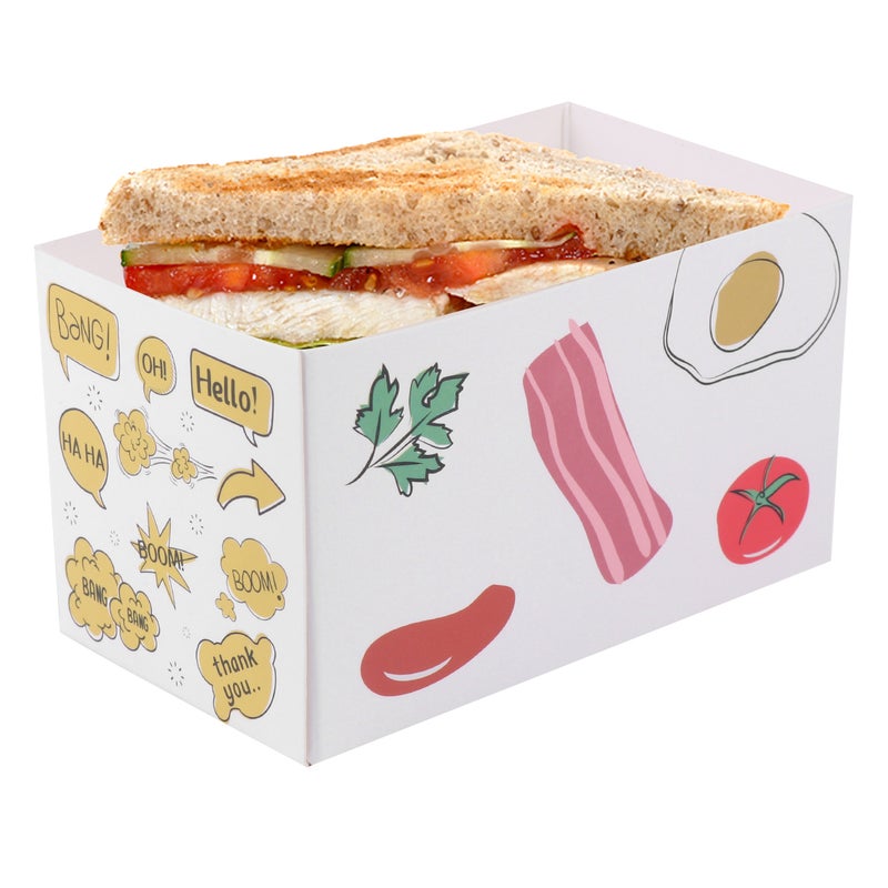 40 PCS Paper Cake Packaging Boxes Sandwich Containers Food Boxes Party Favors for Breakfast Toast (Colorful Pattern) - Image 5