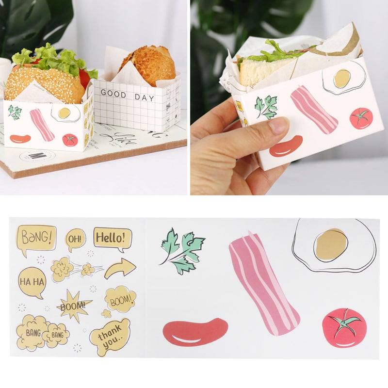 40 PCS Paper Cake Packaging Boxes Sandwich Containers Food Boxes Party Favors for Breakfast Toast (Colorful Pattern) - Image 3