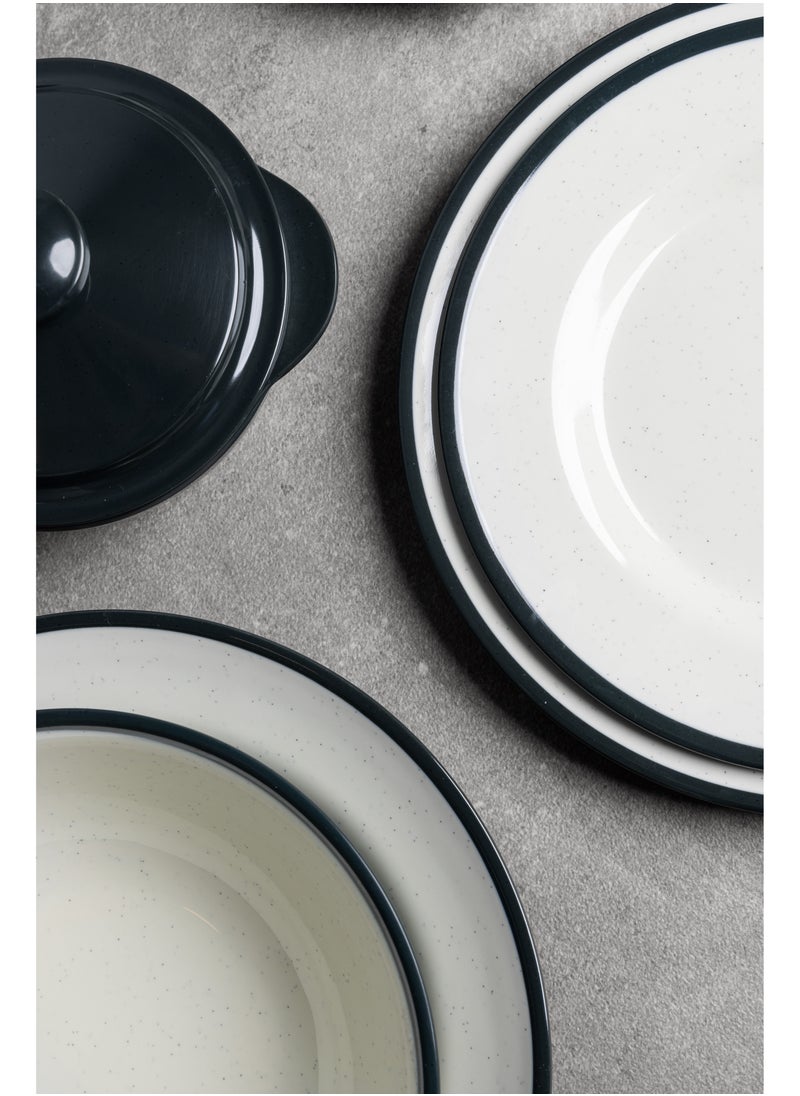 Generic Premium Melamine Dinner Set 57 Piece Service for 6 with Colored Edges Microwave and Dishwasher Safe | Melamine Plates Set | Healthy Melamine Dinner Set Navy 35 x 25 x 30 cm  - Image 3