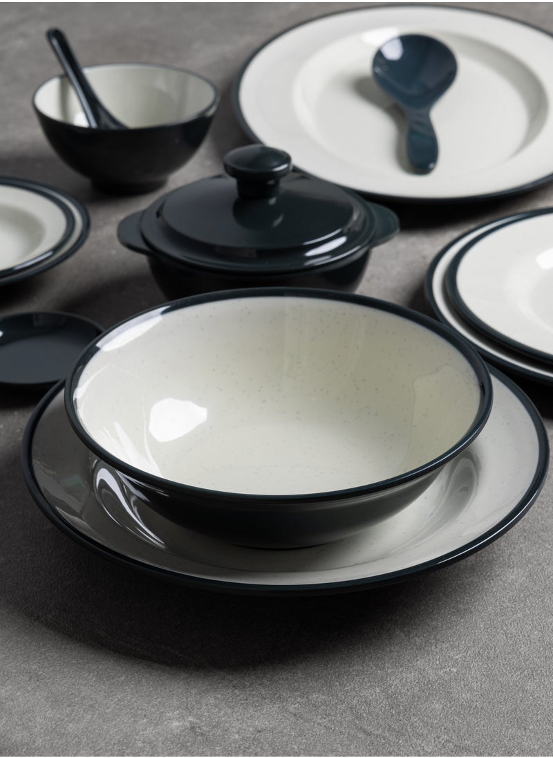 Generic Premium Melamine Dinner Set 57 Piece Service for 6 with Colored Edges Microwave and Dishwasher Safe | Melamine Plates Set | Healthy Melamine Dinner Set Navy 35 x 25 x 30 cm  - Image 4