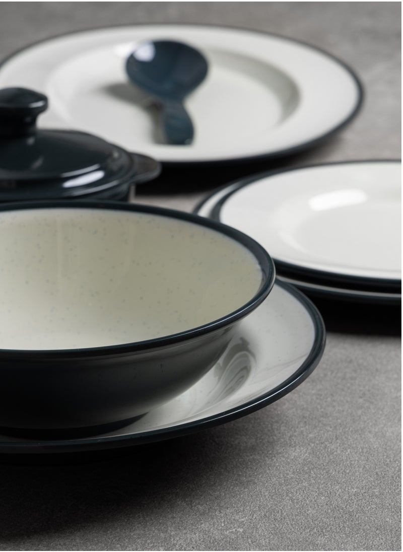 Generic Premium Melamine Dinner Set 57 Piece Service for 6 with Colored Edges Microwave and Dishwasher Safe | Melamine Plates Set | Healthy Melamine Dinner Set Navy 35 x 25 x 30 cm  - Image 5