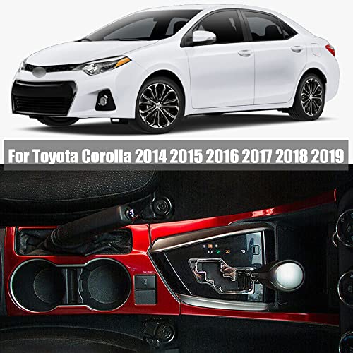 BOYOUS for Toyota Corolla 3PCS 2014 2015 2016 2017 2018 2019 ABS Center Console Gear Shift Panel Frame Cup Holder Cover Interior Decoration Trim Accessories, NOT FIT Corolla Hatchback (Wine Red) - Image 2