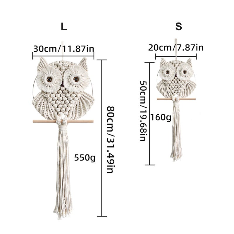 Achart Owl Macrame Wall Hanging-Hand Woven Boho Tapestry-Macrame Wall Decor -Owl Decor for Bedroom, Living Room, Nursery (Beige-Large) - Image 2