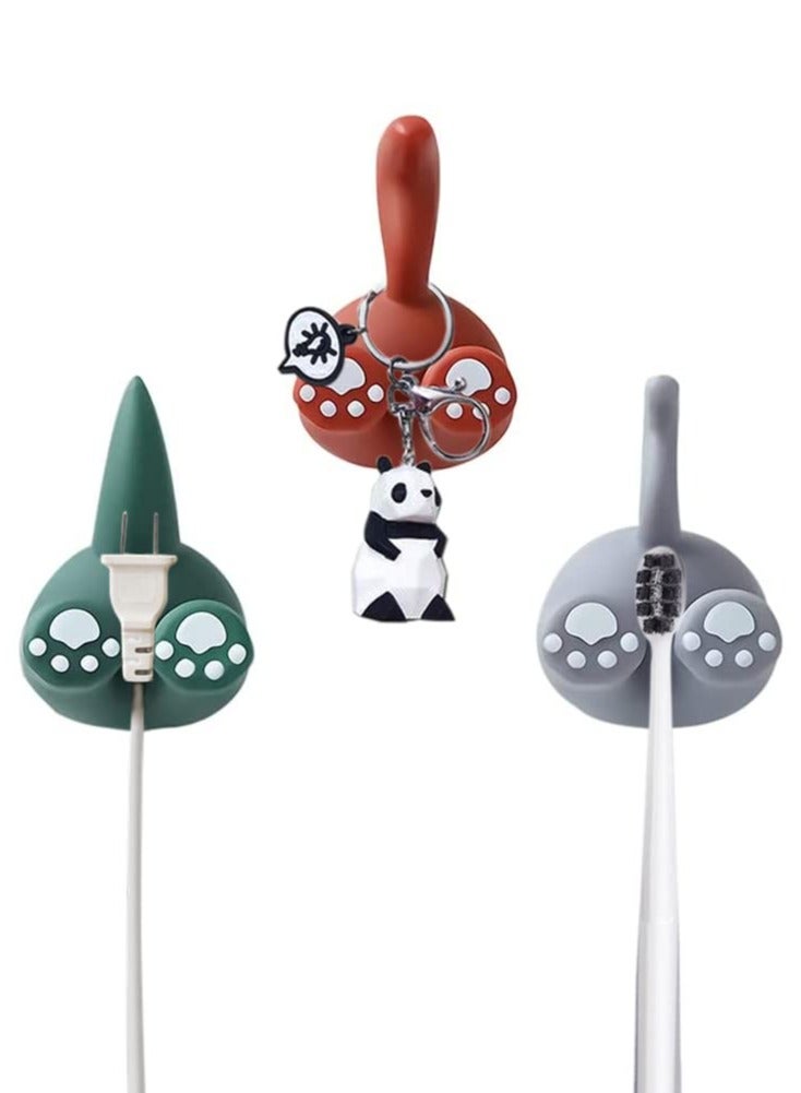 Excefore Wall Toothbrush Holder Cute Animal Adhesive Hooks Space-Saving Plugs Razor Holder Kids Family Sets for Bathroom Washroom and Kitchen (3 Pack) - Image 1