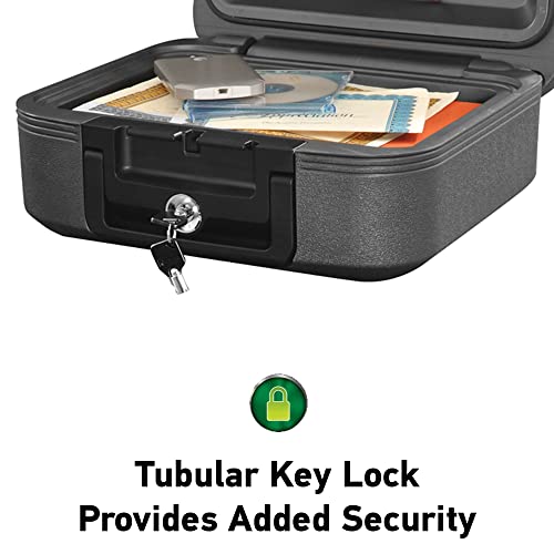 SentrySafe صندوق سيفتي سيف رمادي داكن مقاوم للحريق ومقاوم للماء مع قفل مفتاح، صندوق قفل مع مقبض حمل للسفر، 0.28 قدم مكعب، 6.6 × 15.4 × 14.3 بوصة، CFW20201 - Image 5