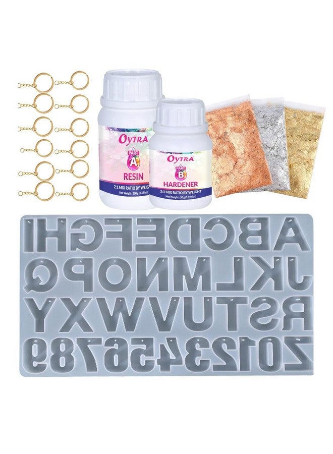 Oytra Resin Keychain Making Kit Set with Alphabet Mould Gold Flakes Materials Art Beginners Gift - Image 1