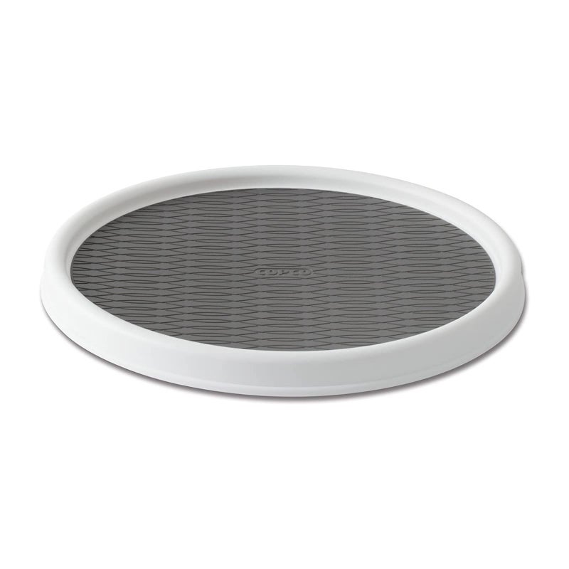 Copco Basics Non-Skid Pantry Cabinet Lazy Susan Turntable, 12-Inch, White/Gray, 1 Count (Pack of 1) - Image 1