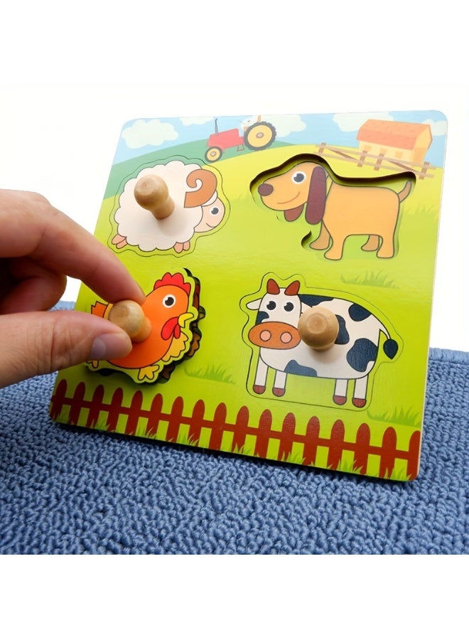 Montessori Wooden Peg Puzzles for Toddlers Ages 1-4 – Safe Educational Fine Motor Skill Toys with Chunky Knobs – Durable Learning Puzzle Set for Boys & Girls – Early Cognitive Development Gift - Image 3