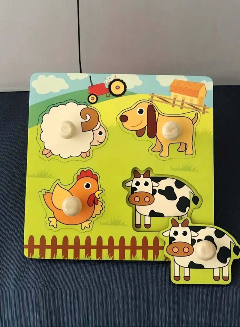 Montessori Wooden Peg Puzzles for Toddlers Ages 1-4 – Safe Educational Fine Motor Skill Toys with Chunky Knobs – Durable Learning Puzzle Set for Boys & Girls – Early Cognitive Development Gift - Image 1