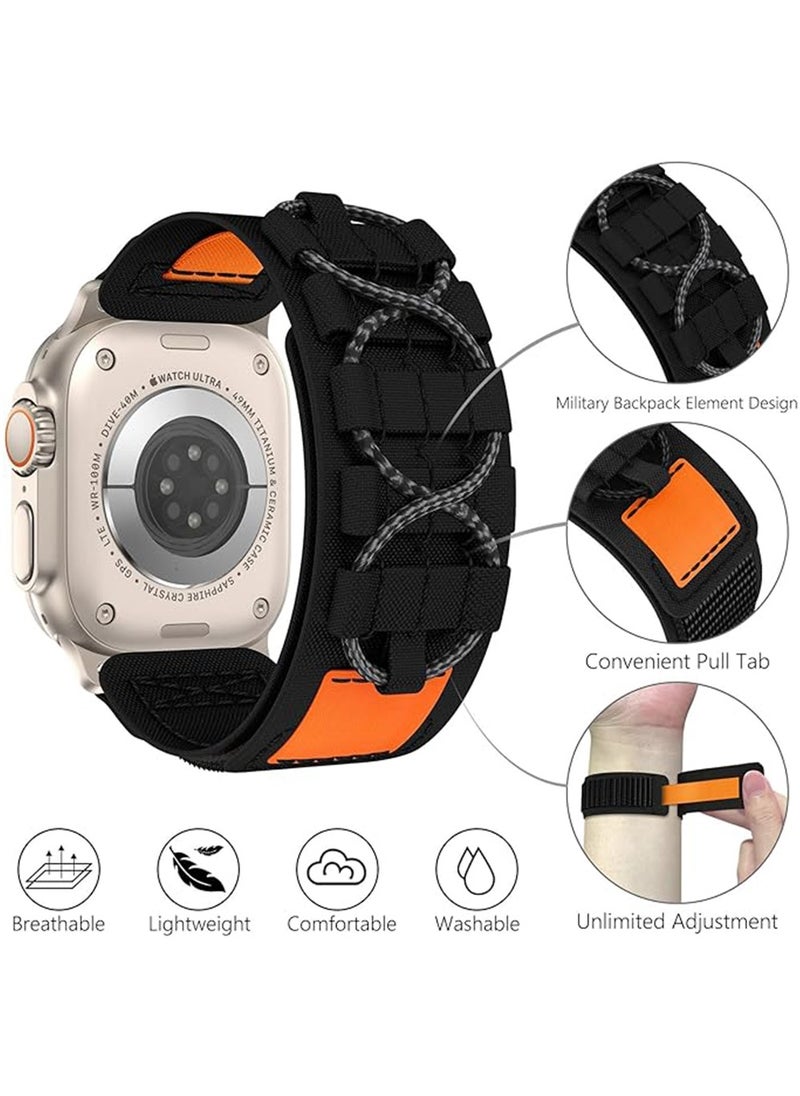 X-level Rugged Nylon Band for Apple Watch Ultra 2,Compatible with 49mm,45mm,44mm,42mm Models,Sport Solo Loop Velcro Woven Strap for iWatch Series 10 46mm,9 8 7 45mm,SE2 SE 6 5 4 44mm,3 2 1 42mm Black  - Image 2
