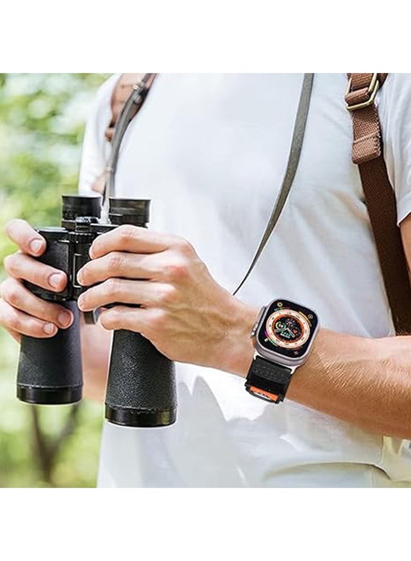 Rugged Nylon Band for Apple Watch Ultra 2,Compatible with 49mm,45mm,44mm,42mm Models,Sport Solo Loop Velcro Woven Strap for iWatch Series 10 46mm,9 8 7 45mm,SE2 SE 6 5 4 44mm,3 2 1 42mm Black