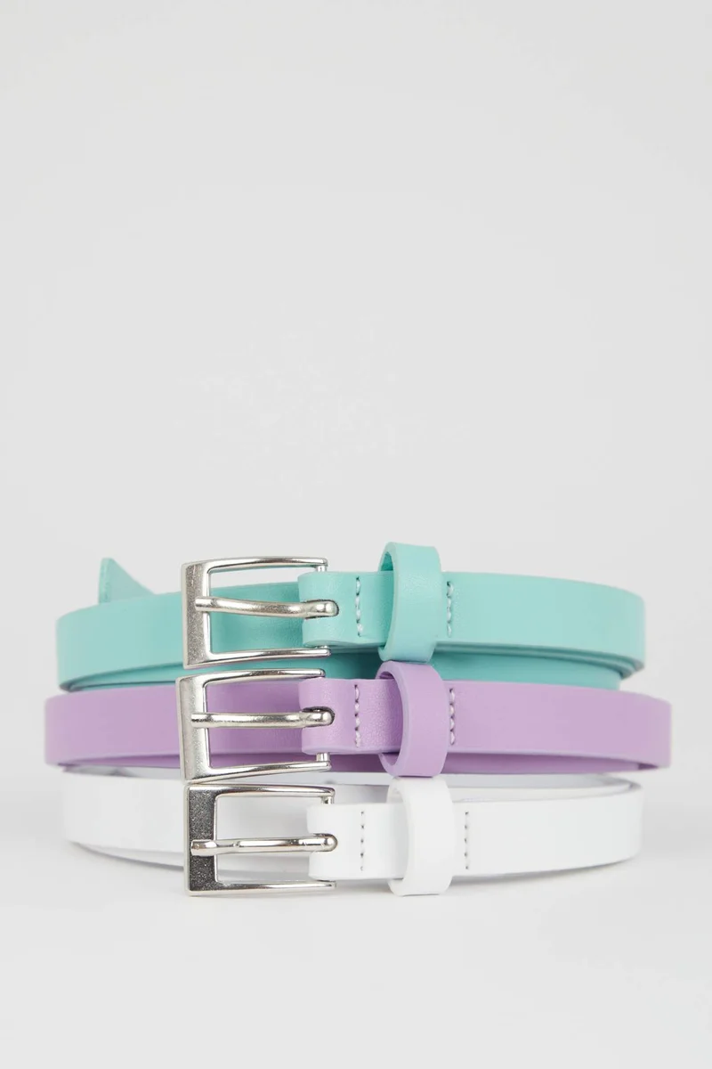 Defacto Women's Oval Buckle 3-Set Faux Leather Triple