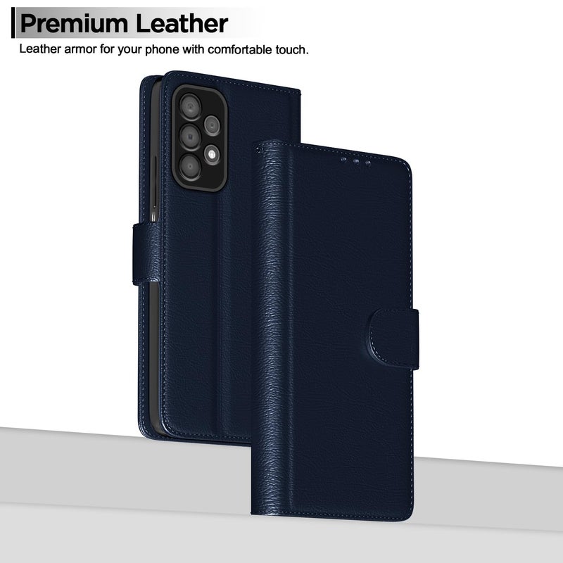 Pikkme Samsung Galaxy A23 4G / A23 5G Flip Case Leather Finish | Inside TPU with Card Pockets | Wallet Stand and Shock Proof | Magnetic Closing | Complete Protection Flip Cover (Blue) - Image 2
