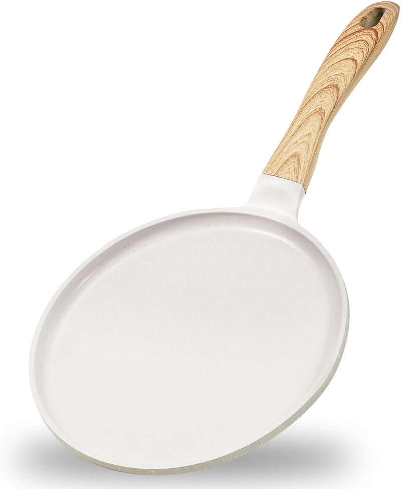 مقلاة الكريب من جيتي (JEETEE Crepe Pan Nonstick)، مقاس 11 بوصة، مناسبة لتحضير التورتيلا، مغطاة بطبقة من الجرانيت، خالية من مادة PFOA ومتوافقة مع أجهزة التسخين بالمجال المغناطيسي (لون بيج) - Image 1
