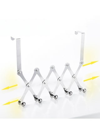 Telescopic Hooks for Cloth Over the Door Stainless Steel Hook Towel Rack with 6 Hooks Hanging Organizer Rack for Bedroom Bathroom Kitchen,No punching Required - pzsku/Z734902954EE546C500B0Z/45/1751337461/fb9f4406-0998-430b-8a1e-97298791f3c7