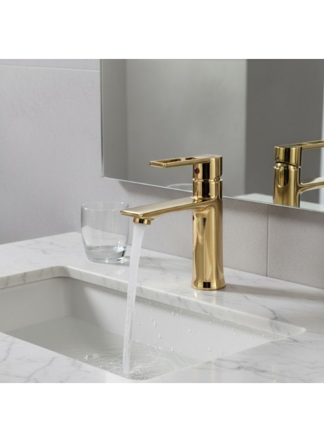 JAMS Wash Basin Mixer Faucet,Bathroom Basin Faucet,Water Mixer Kitchen Hot and Cold Water, Single Tap for Sink, Bathroom Sink Faucets with Included Hoses(GOLD) - Image 2