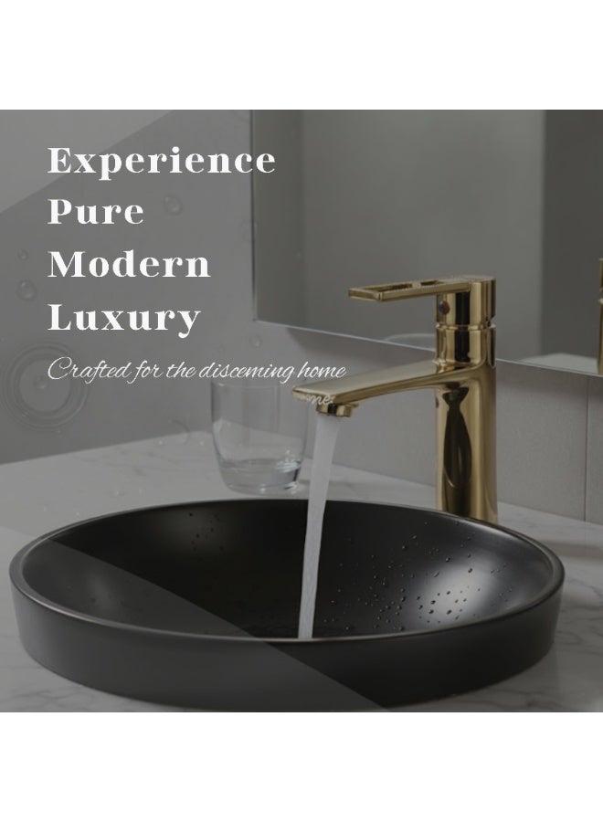 JAMS Wash Basin Mixer Faucet,Bathroom Basin Faucet,Water Mixer Kitchen Hot and Cold Water, Single Tap for Sink, Bathroom Sink Faucets with Included Hoses(GOLD) - Image 3