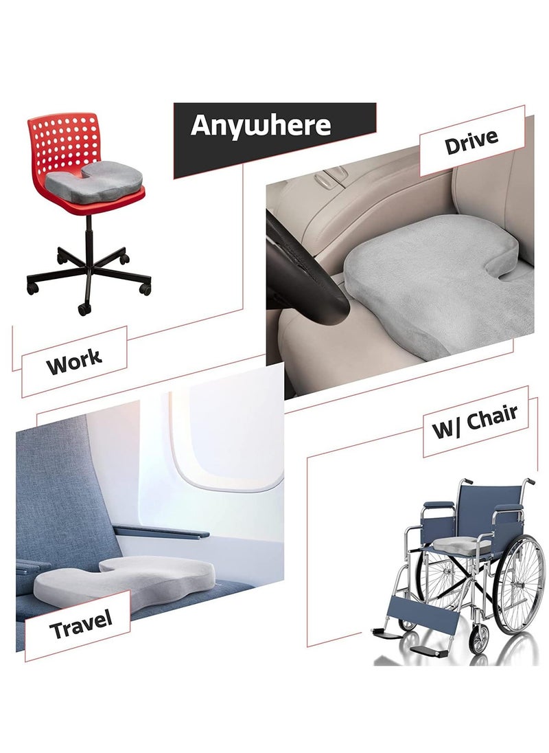 MUDISO Orthopedic Memory Foam Coccyx Seat Cushion for Tailbone Pain Relief For Office/Home Chair(Grey)  - Image 3