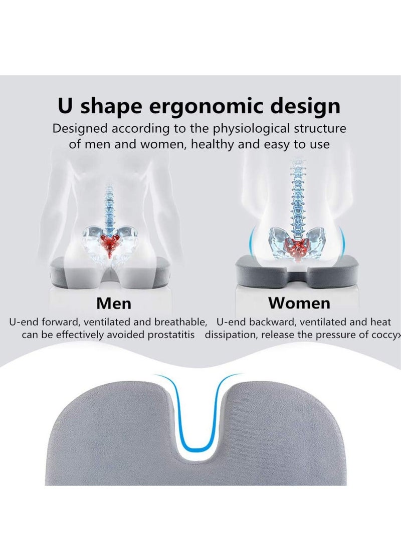 MUDISO Orthopedic Memory Foam Coccyx Seat Cushion for Tailbone Pain Relief For Office/Home Chair(Grey)  - Image 4