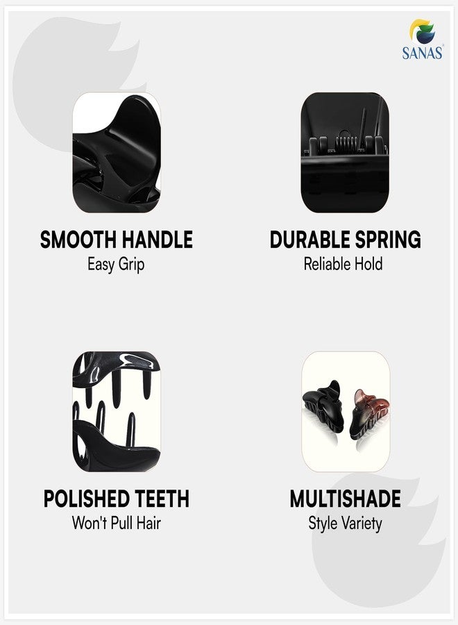 Sanas Hair Clips For Girls (2Pcs) Hair Claw Clips For Women Aesthetic Fashion Accessories For Girls Teenage Clutchers For Hair Clips For Women Stylish Claw Clip (2Pcs) (Versatile Black & Dual Tone) - Image 3