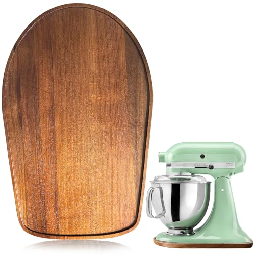 MJFAJAZF Acacia Wood Mixer Slider Mat for KitchenAid Stand Mixer Wooden Sliding Tray Compatible with Kitchen Aid 455 Qt Mixer - Image 1