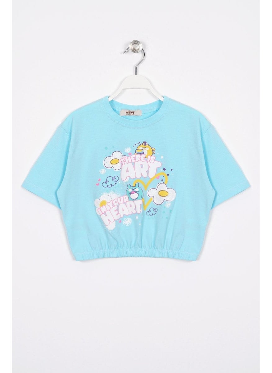 WEWE There Is Art Printed Light Blue Color Girls T-Shirt  - Image 1