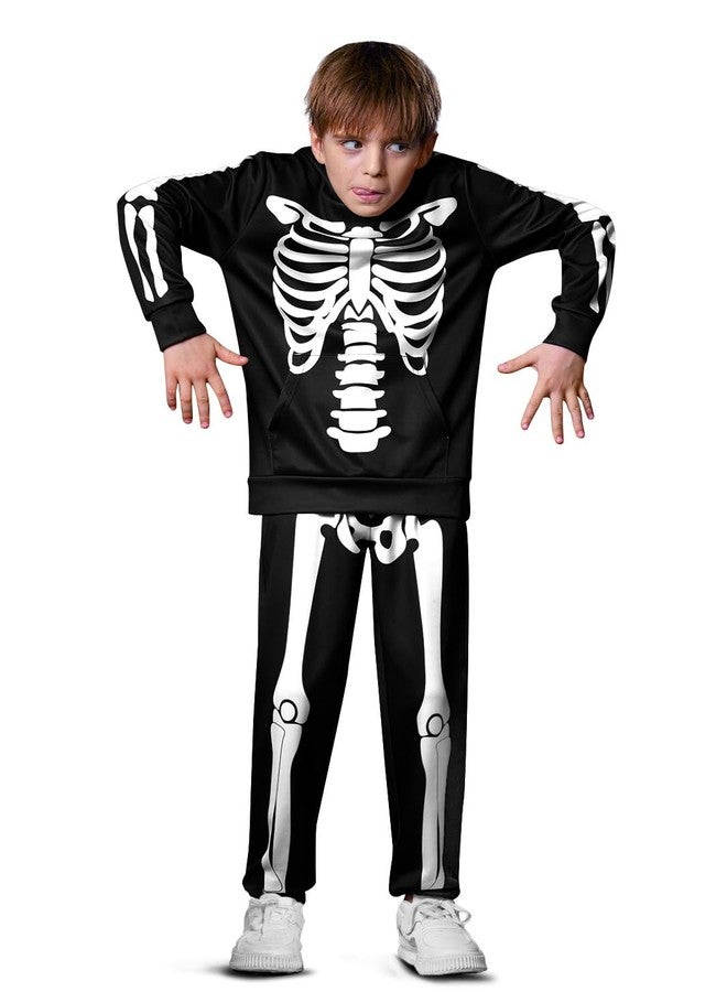 BesserBay Halloween Kid Girls Bone Skeleton Skull Sweatshirt Hoodie Pant Set for Boys with Kangaroo Pocket 10 Years - Image 1
