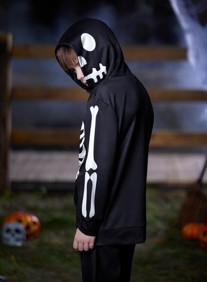 BesserBay Halloween Kid Girls Bone Skeleton Skull Sweatshirt Hoodie Pant Set for Boys with Kangaroo Pocket 10 Years - Image 3