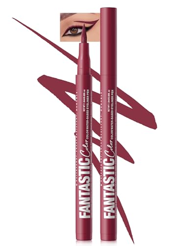 LYSdefeu Burgundy Matte Liquid Eyeliner PencilColorful High Pigmented Waterline Eye liner Waterproof Pen Bright Colored Smudgeproof Long Lasting Eyeliner Pen Christmas Party Festival Makeup Gift for Women06 - Image 1