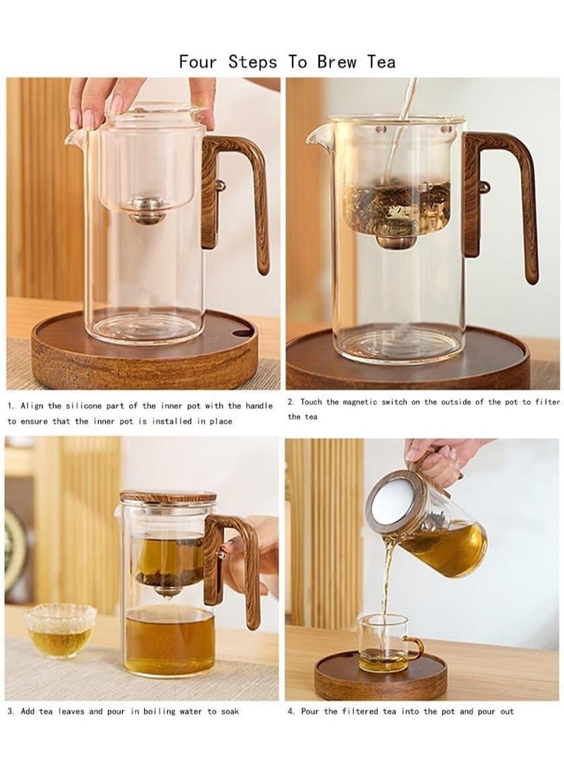 800ml Magnetic Filter Teapot - Glass Teapot, Easy to Separate Water | Harmony Teapot: Perfect for Tea Enthusiasts