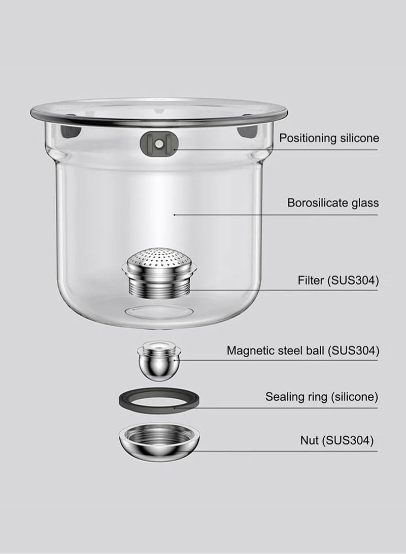 LOOPITYS 800ml teapot,teakettle， glass teapot, magnetic filter for easy separation of tea and water, glass tea drain, wooden handle, is the best choice for home and office use - Image 5