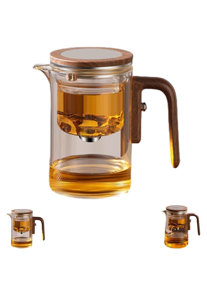 LOOPITYS 800ml teapot,teakettle， glass teapot, magnetic filter for easy separation of tea and water, glass tea drain, wooden handle, is the best choice for home and office use - Image 2