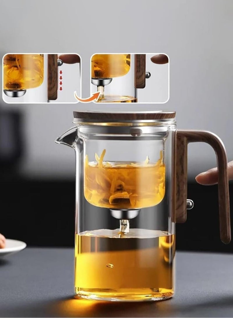 LOOPITYS 800ml teapot,teakettle， glass teapot, magnetic filter for easy separation of tea and water, glass tea drain, wooden handle, is the best choice for home and office use - Image 3