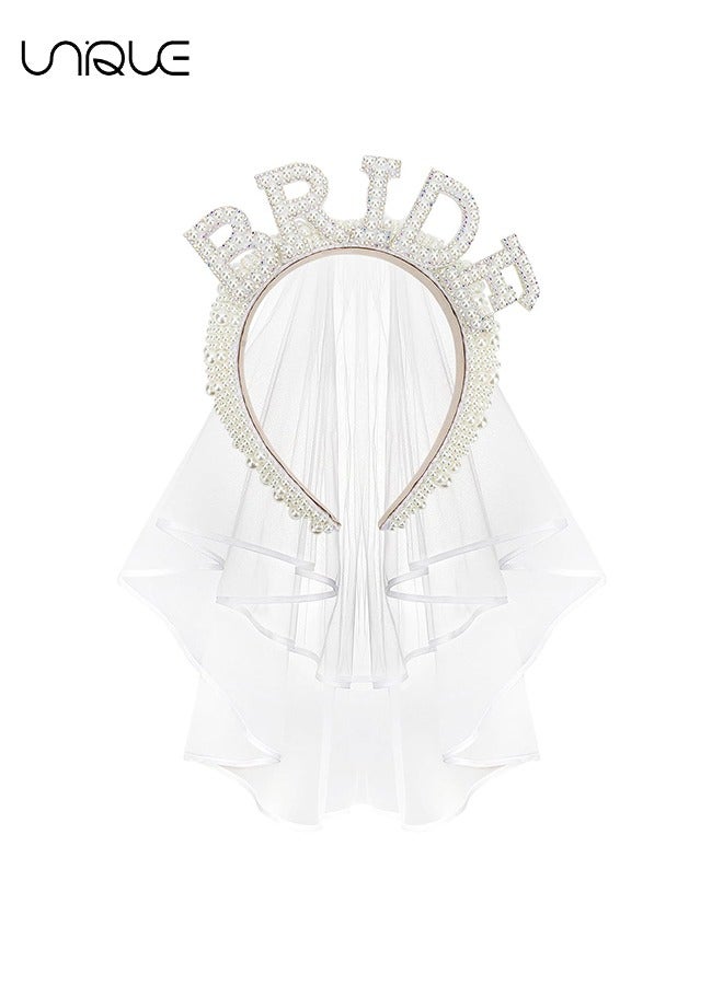 يونيك عصابة رأس العروس للعزوبية - حجاب العروس تو بي بيرل لحفلات الزفاف وديكورات حفلات العزوبية وإكسسوارات العروس - Image 1