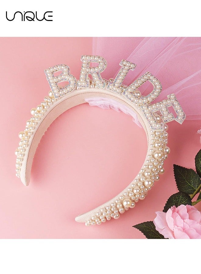 يونيك عصابة رأس العروس للعزوبية - حجاب العروس تو بي بيرل لحفلات الزفاف وديكورات حفلات العزوبية وإكسسوارات العروس - Image 4