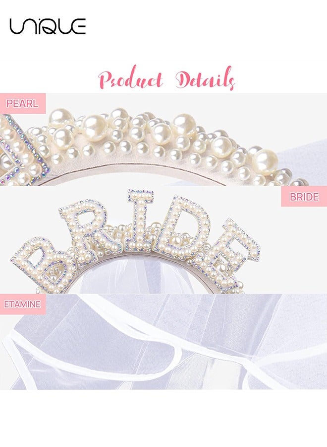 يونيك عصابة رأس العروس للعزوبية - حجاب العروس تو بي بيرل لحفلات الزفاف وديكورات حفلات العزوبية وإكسسوارات العروس - Image 3