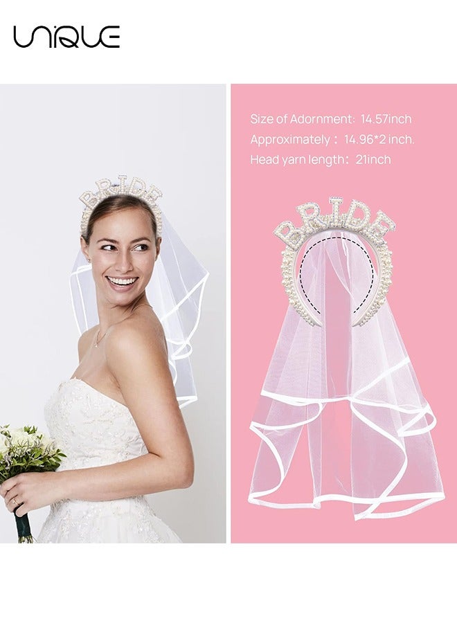 يونيك عصابة رأس العروس للعزوبية - حجاب العروس تو بي بيرل لحفلات الزفاف وديكورات حفلات العزوبية وإكسسوارات العروس - Image 2